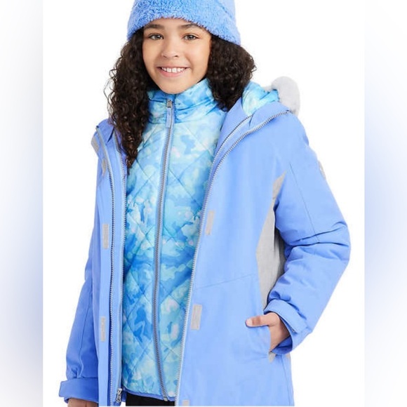 Girls 3pc Jacket w/ Beanie Gerry Youth Systems Light Blue Jacket Sz 5/6 Sz7/8 - Picture 2 of 10